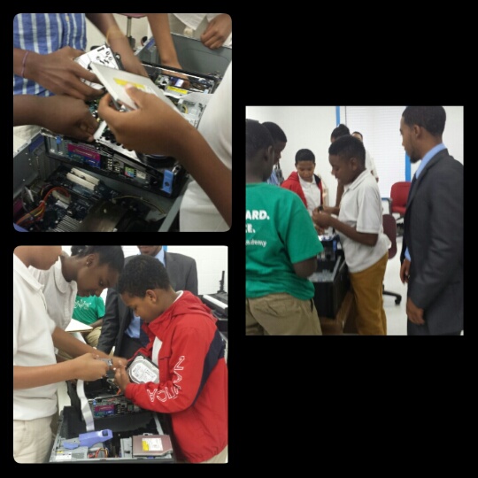 Members at Jellef, Club 14, and FBR participate in a computer relay race in which teams compete to reassemble a computer the fastest.