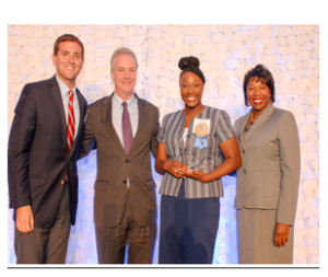 (L-R): Luke Russert, Congressman Chris Van Hollen, Ayanna Holmes 2015 Youth of the Year, Amanda Talbert from GEICO